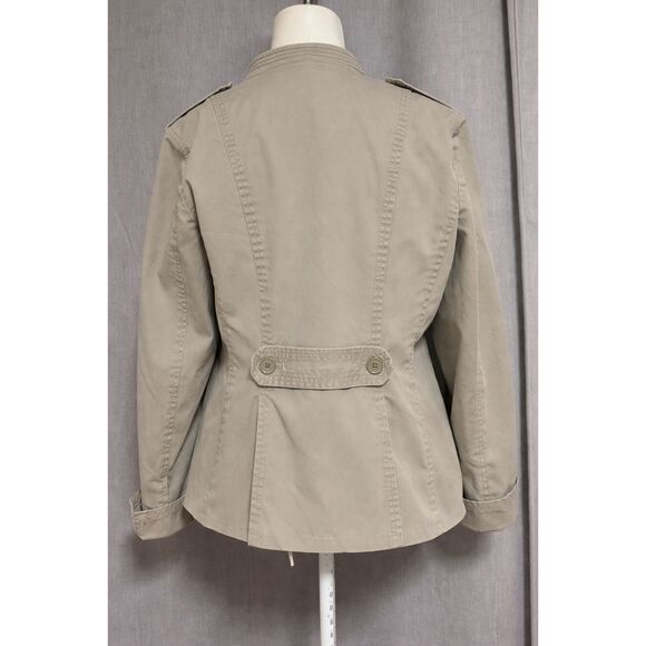 Banana Republic Khaki Trench Jacket Women Size 12 Cotton Double Breasted - Picture 6 of 15